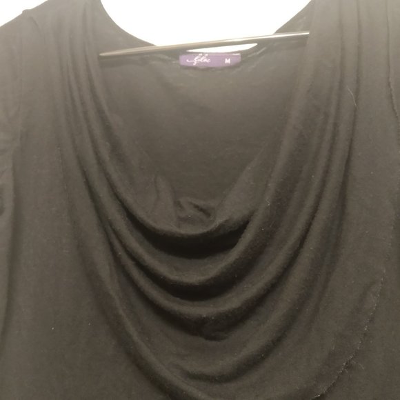 Lilac Cowl Neck Loose Black Shirt - Picture 3 of 7